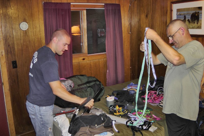 06-M1100007.JPG - Packing up for our hike to Granite Peak.  Derek Abbott (left) and Bob Abbott
