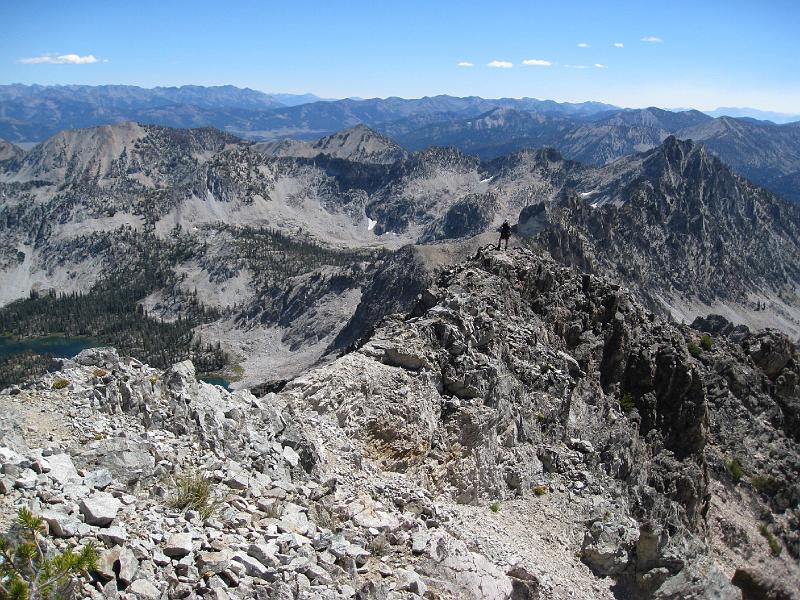 IMG_3993.jpg - You can see Rickey (small) at the top of a sub peak down the ridge line.  From this view point, it's easy to see the massive quantity of mountains in the Sawtooths!