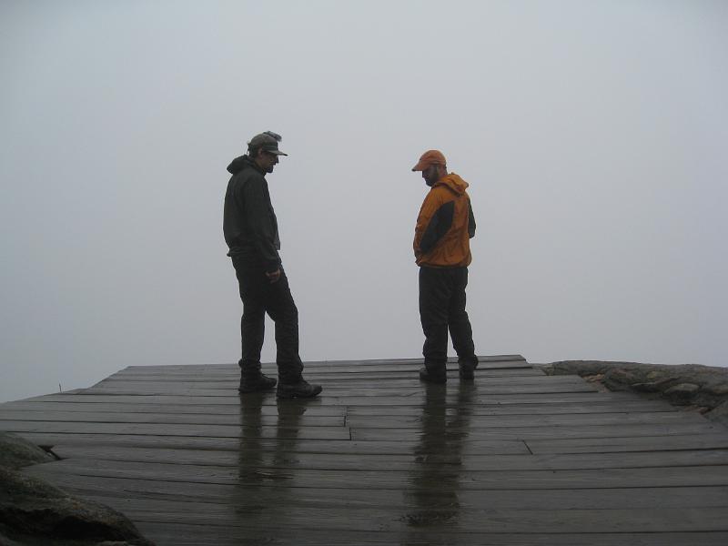 IMG_6818.jpg - Hang gliding launch platform on Mt Ascutney.  We debated the idea of hang gliding blind in the fog!  An instrumented hang glider?