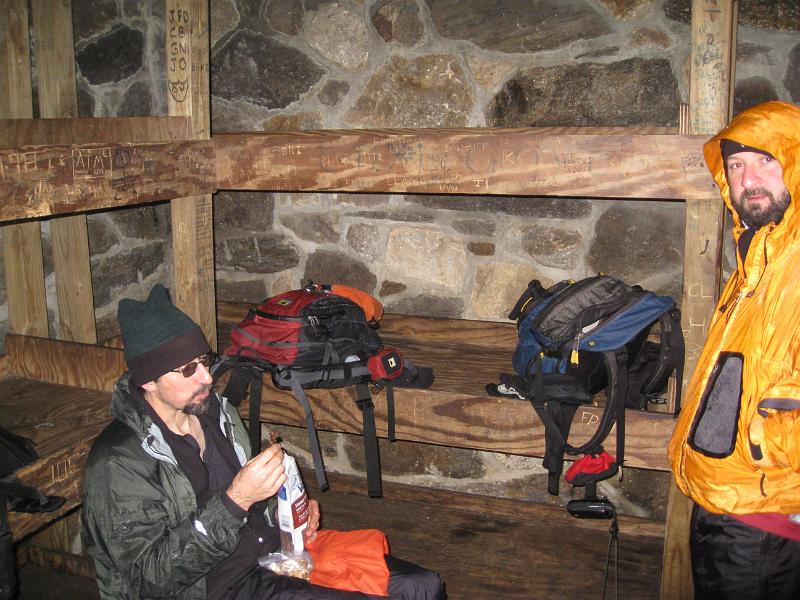 IMG_7079.jpg - The "Basement" of the climbers hut on the way to Mt Washington.  A warm place for our lunch break.