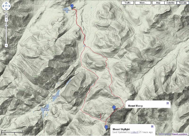 GoogleRouteMarcy.jpg - Google map route for Mt Marcy - Photo by Rickey Shortt